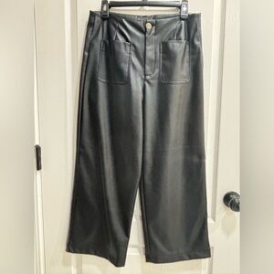 Bagatelle Collection Faux Leather Cropped Wide Leg Pants, Woman’s Medium